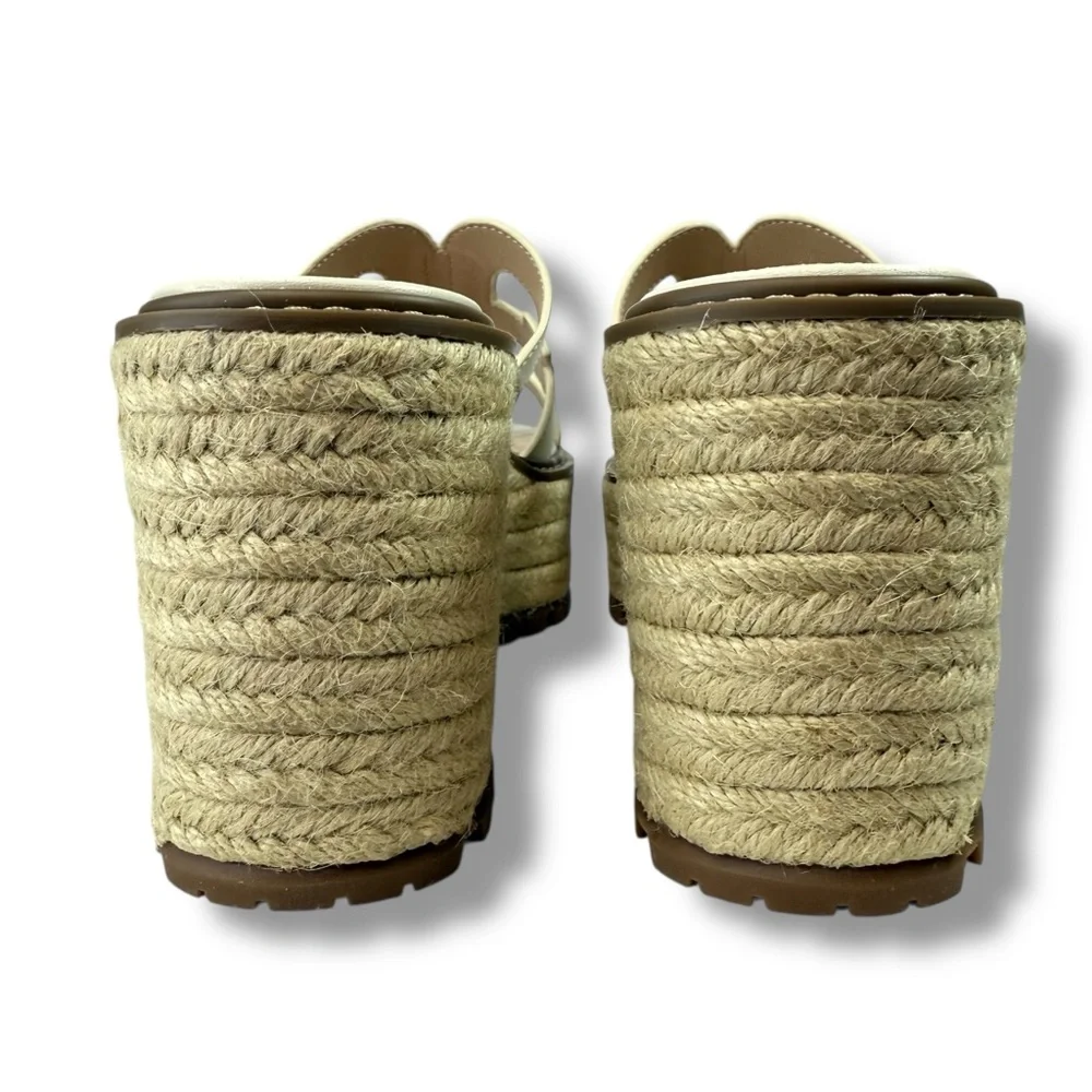 NEW Sam Edelman Laine Platform Wedge Espadrille Sandals Ivory Size 9.5 Resort